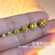 Titanium Steel Earrings Female Summer Diamond Yellow Diamond Simple Flash Diamond Hypoallergenic Ear