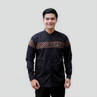 HITAM Koko Shirt For Adult Men Long Sleeve Batik Combination Motif Black Color