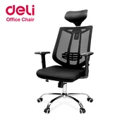Deli เก้าอี้ทำงาน เก้าอี้สำนักงาน มีที่วางขา ที่รองคอปรับได้ 6cm ที่วางขาปรับได้90-130° ตรงคอหมุนได้