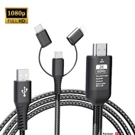 DY140 - 3 IN 1 HDMI CABLE ADAPTER TYPE C MICRO/ / iphone MHL TO HDMI MIRROING PHONE TO TV/PROJECTOR 