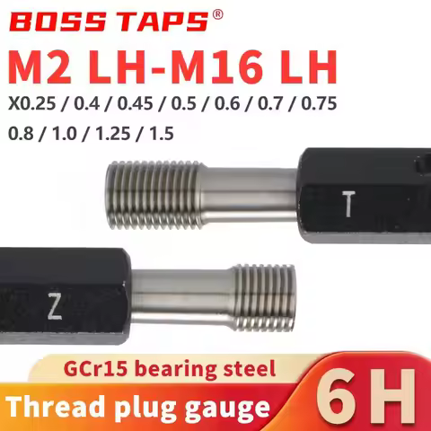 1PCS 6H M2 LH-M16 LH Steel Thread Gauge Metric Fine Left Tooth Thread Plug GaugeX0.25/0.4/0.45/0.5/0