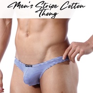 Men's Thong : Stripe Print Cotton Underwear (Brave Person BP1123)