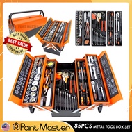 85pcs tools set Cantilever Metal Tool Box Set 5 Tier 85pcs Socket Set 1/4" & 1/2" Spanner Tool Set T