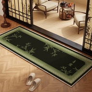 【A PRETTY】 New Chinese Style Long Green Door Mat Kitchen Entrance Rug Anti Dirty Home Use Carpet Pri
