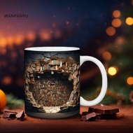 wanpanyu Ceramic Book Lover Mug Coffee Mug Creative Space Design Bookshelf Mug 350ml Ceramic Coffee Cup for Book Lovers