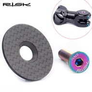 RISK Road Mountain Bike Bicycle OD2 Carbon Fiber M6x30 Headset Top Stem Cap For 28.6/31.8 Steerer Front Fork With Titanium Bolt Bicycle accessories