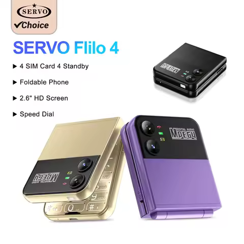 SERVO Flilo4 2G GSM Flip Phone 4 SIM Card Flashlight Automatic Call Recording 2.6Inch Screen Foldabl