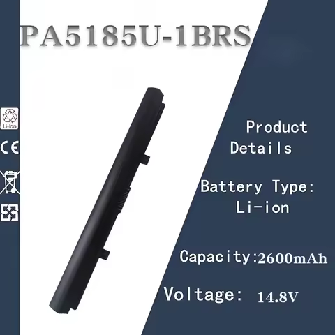 14.8V 2600mAh Compatible Laptop Battery for Toshiba PA5185U-1BRS C Series (C40-B/C50-A/B/C55D) & L S