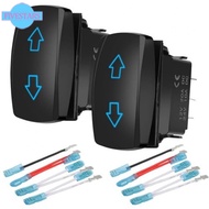 Waterproof 7-Pin DPDT Momentary Rocker Switch with Blue Backlight for Marine