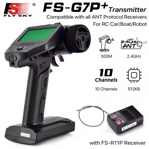 10CH Remote Control RC Transmitter Flysky FS-G7P+ 300M 2.4Ghz with FS-R11P Receiver FS-R7P For RC Cr