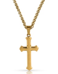 Men's Religious Cross Pendant with Adjustable 21" Necklace Wheat Chain | Genisis | Design-led, artis