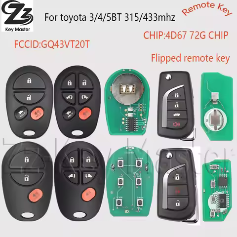Zz FOR GQ43VT20T 315MHz 433MHz 4D67/72G CHIP Remote Key For Toyota Sienna Highlander Sequoia Tacoma 