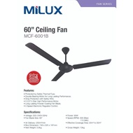 Milux Ceiling Fan 60" MCF-6001 Black Ceiling Fan 5 Speed