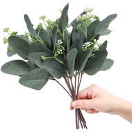 7 Pcs Leaves Eucalyptus European Silk Artificial Green Plant for Home/Wedding/Wall Fake Flower Decor