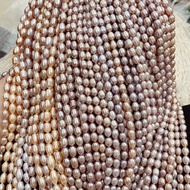 1 string of 7-8 mm rice pearls, 36cm long to make necklaces, bracelets, ngoctraianchi,singoctrai