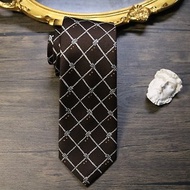 褐色麻繩印花領帶/真絲麻繩網紋獨特領帶/限量