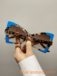 新款復古超大貓眼兩種色調眼鏡框，女士時尚派對嘻哈街頭風格太陽眼鏡波西米亞風