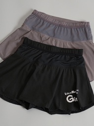 ♀ Sports short skirt women's fake two-piece anti-light breathable hakama back pocket running fitness tennis badminton skirt