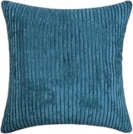 Large Cushion Cover Supersoft Corduroy Pillow Case Striped Decorative Pillow Cover for Bed Couch Sofa Spring Home Decor,Denim blue,65 x 65 cm