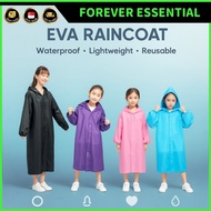 (FOREVER ESSENTIAL) Waterproof Lightweight EVA Raincoat Unisex Adult Children Kids Poncho Hiking Fis