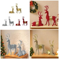 yu Festival Reindeer Statuettes Resins Home Office Christmas Decoration 2Pieces Set