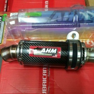 AHM MUFFLER BOX (DS CARBON BLACK)SIZE:51MM UNIVERSAL