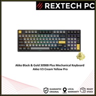 Akko Black & Gold 3098B Plus Mechanical Keyboard - Akko V3 Cream Yellow Pro