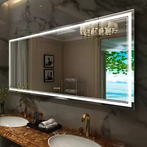 Jumbo-Large Illuminated LED Bathroom Mirror, Front and Backlit Lights, Wall Mounted, Touch Anti-fog