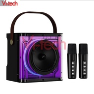Peterhot A99 Bluetooth Karaoke Speaker 3600mAH Flashing LED Lights With 2 Wireless Microphone Phone 