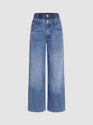 Cider Denim Two Tone Patchy Straight Jeans