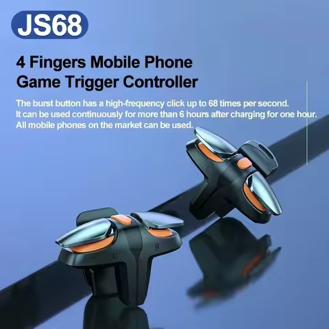 JS68 4 Finger Mobile Phone Game Controller Joystick L1R1 Fire Shooting Key Button Trigger for IPhone