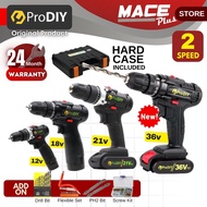 PRODIY DIB Cordless Drill Screwdriver 12v 18v 36v 2 Speed with Battery Li-Ion