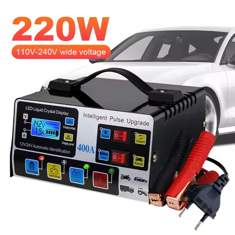 400A Car Battery Charger 220W Heavy Duty Smart Battery Charger 12V/24V Battery High Power Fast Charg