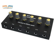 6 Channel Audio Mixer Headphone Microphone Mic Amplifier Hub Distributor 6.35mm Jack 1/4 TRS Amplifi