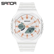 SANDA SANDA 6016 Sports Electronic Watch Chronograph Octagonal Disc Luminous Alarm Tape Youth Watch