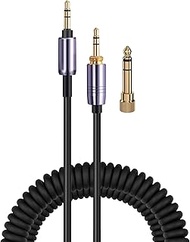 BRAINWAVZ Coiled Replacement Audio Cable Compatible with Sony WH-1000XM5, 1000XM4, 1000XM3, 1000XM2,