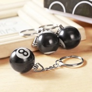 Fashion Creative Billiard Pool Keychain Table Ball Key Ring Lucky Black No.8 Key Chain Resin Ball Jewelry Gift