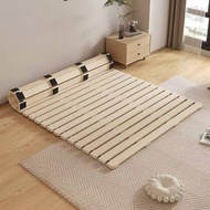 Tatami Bed Frame with Solid Wood Slatted Base Breathable Moisture-Resistant Bed Board Foldable Bed