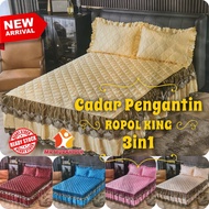 BERKUALITI 🌟Satin SILK Set Cadar Pengantin Beropol 3in1 Quality yang BEST Cadar Kawain KING Cadar Pa