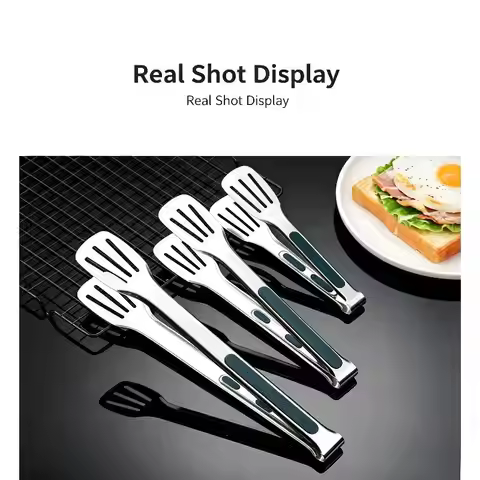 Non-slip Silicone Handle Food Tongs 7/9/12inch Food Grade Stainless Steel for Home Cooking BBQ Bakin