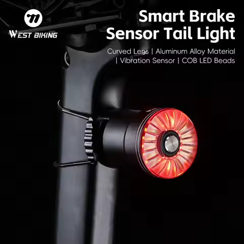 WEST BIKING Bike Smart Brake Sensor Tail Light Day-Night Light Sensing Taillight Lightweight 5 Light