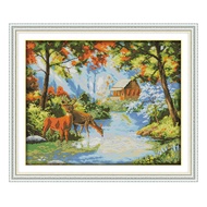 Joy sunday cross stitch kit cross stitch complete set, 14CT 11CT count printed cross stitch pattern, landscape animal cross stitch embroidery needlework, cross stitch dmc, wall decoration