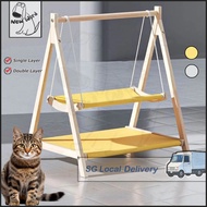 Wooden Double Cat Hammock Swing Bed Cat Hammock Bed Pet Bed Cat Cradle Small Bed Cat Nest Hanging