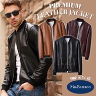 🇲🇾 MR.BAMBOO Men Leather Jacket PU Leather Jaket Kulit Motorcycle WindBreaker Casual Smart Outerwear Lelaki JK04