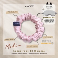 AVANA Medio Mulberry Silk Scrunchies 22 Momme สี Lotus root ยางรัดผมผ้าไหมถนอมเส้นผม ลดผมร่วง