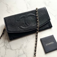 中古包 Chanel黑色魚子醬WOC單肩包 側背包 斜背包 長夾 皮革包