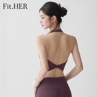 Fit.HER Sexy Yoga Backless Pilates Tank Top with Padded Bra Workout Training Fitness Top Halter Spor