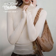 MADEN brand ladies 2024 autumn new knitted heating base shirt solid color friendly casual long sleev