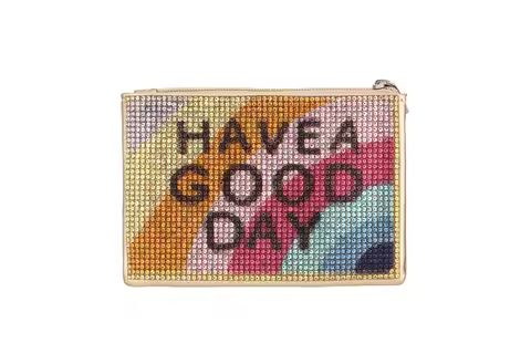 Bling Rhinestone Zipper Pouch, Have A Good Day Letter Print Coin Purse, Women Mini Card Holder Daily