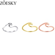 ZOESKY 1mm Stainless Steel Wedding Rings for Women Girls Thin Wave Ring Stackable Engagement Ring Si